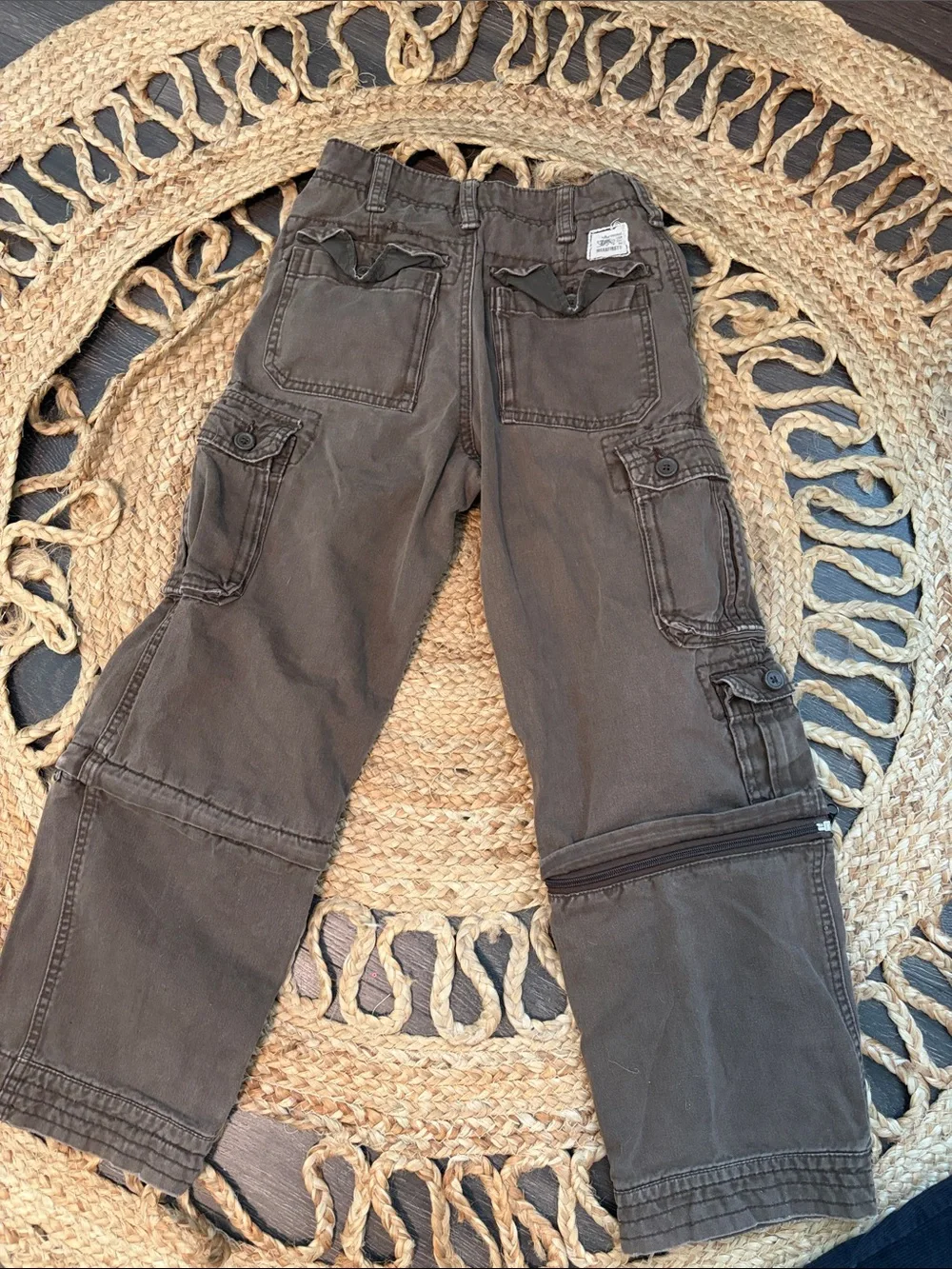 Two Pair Kids Zip Off Cargo Pants - Brown & Navy size 8